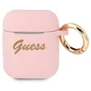 Guess GUA2SSSI silikoninis AirPods dėklas, rožinė/rožinė, Vintage Script
