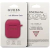 Guess GUACCSILGLFU AirPods dėklas fuksijų spalvos silikonas su blizgučiais