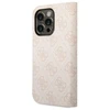 Dėklas Guess GUBKP14LHG4SHP Apple iPhone 14 Pro 6,1″ rožinės spalvos book 4G Vintage Gold Logo