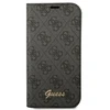 Dėklas Guess GUBKP14SHG4SHK Apple iPhone 14 / 15 / 13 6.1″ juodos spalvos book 4G Vintage Gold Logo