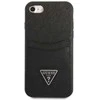 Guess GUHCI8PSATPK iPhone 7/8 SE 2020 / SE 2022 deklas juodas/juodas deklas Saffiano Triangle Logo Cardslot