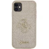 Guess GUHCN61HG4SGD Apple iPhone 11 / Xr 6.1″ auksinis kietas dėklas Glitter Script Big 4G