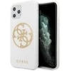 Guess GUHCN65TPUWHGLG iPhone 11 Pro Max baltos/baltos spalvos deklas Glitter 4G Circle Logo