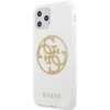 Guess GUHCN65TPUWHGLG iPhone 11 Pro Max baltos/baltos spalvos deklas Glitter 4G Circle Logo