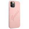 Guess GUHCP12LLSVSPI Apple iPhone 12 Pro Max 6,7″ rožinės spalvos kietas dėklas Script Vintage