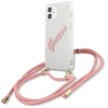 Guess GUHCP12SCRTVSPI Apple iPhone 12 mini 5,4″ rožinės spalvos kietas dėklas Script Vintage
