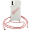 Guess GUHCP12SCRTVSPI Apple iPhone 12 mini 5,4″ rožinės spalvos kietas dėklas Script Vintage