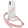 Guess GUHCP12SCRTVSPI Apple iPhone 12 mini 5,4″ rožinės spalvos kietas dėklas Script Vintage