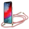 Guess GUHCP12SCRTVSPI Apple iPhone 12 mini 5,4″ rožinės spalvos kietas dėklas Script Vintage