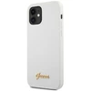 Guess GUHCP12SLSLMGWH Apple iPhone 12 mini 5,4″ baltos spalvos kietas dėklas Metal Logo Script