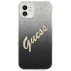 Guess GUHCP12SPCUGLSBK Apple iPhone 12 mini 5,4″ juodos spalvos kietas dėklas Glitter Gradient Script