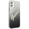 Guess GUHCP12SPCUGLSBK Apple iPhone 12 mini 5,4″ juodos spalvos kietas dėklas Glitter Gradient Script