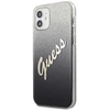 Guess GUHCP12SPCUGLSBK Apple iPhone 12 mini 5,4″ juodos spalvos kietas dėklas Glitter Gradient Script