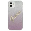 Dėklas GUESS GLITTER GRADIENT SCRIPT IPHONE 12 MINI Rožinis