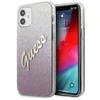Dėklas GUESS GLITTER GRADIENT SCRIPT IPHONE 12 MINI Rožinis