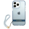 Guess GUHCP13LHTSGSB Apple iPhone 13 Pro / 13 6,1″ mėlynas kietas dėklas Translucent Stap