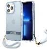 Guess GUHCP13LHTSGSB Apple iPhone 13 Pro / 13 6,1″ mėlynas kietas dėklas Translucent Stap