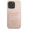 Guess GUHCP13LPSATPP iPhone 13 Pro / 13 6,1 rožinis / rožinis deklas SaffianoTriangle Logo Cardslot