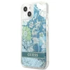 Guess GUHCP13MLFLSN Apple iPhone 13 / 14 / 15 6,1″ žalias kietas dėklas Flower Liquid Glitter
