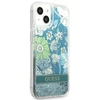 Guess GUHCP13MLFLSN Apple iPhone 13 / 14 / 15 6,1″ žalias kietas dėklas Flower Liquid Glitter