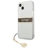 Dėklas GUESS HARD CASE GUHCP13SKB4GBR IPHONE 13 MINI RUDA DIRŽELĖ CHARM SKAIDRUS