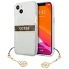 Dėklas GUESS HARD CASE GUHCP13SKB4GBR IPHONE 13 MINI RUDA DIRŽELĖ CHARM SKAIDRUS