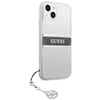 GUESS KIETAS DĖKLAS GUHCP13SKB4GGR IPHONE 13 MINI PILKAS DIRŽELĖ CHARM SKAIDRUS