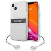 GUESS KIETAS DĖKLAS GUHCP13SKB4GGR IPHONE 13 MINI PILKAS DIRŽELĖ CHARM SKAIDRUS