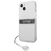GUESS KIETAS DĖKLAS GUHCP13SKB4GGR IPHONE 13 MINI PILKAS DIRŽELĖ CHARM SKAIDRUS