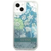 GUESS kietas gėlių dėklas, skystas blizgus GUHCP13SLFLSN galinis dangtelis, Apple, iPhone 13 mini, žalias, 5,4 colio