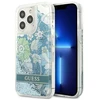 Guess GUHCP13XLFLSN Apple iPhone 13 Pro Max 6,7″ žalias kietas dėklas Flower Liquid Glitter