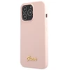 Guess GUHCP13XLSLMGLP Apple iPhone 13 Pro Max 6.7″ light rožinės spalvos kietas dėklas Silicone Script Gold Log