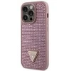 Guess GUHCP14LHDGTPP iPhone 14 Pro 6,1 rožinės/rožinės spalvos deklas su akmenukais Rhinestone Triangle