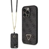 Guess GUHCP14LP4TDSCPK Apple iPhone 14 Pro 6.1″ juodos spalvos kietas dėklas Crossbody 4G Metal Logo