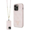 Guess GUHCP14LP4TDSCPP Apple iPhone 14 Pro 6.1″ rožinės spalvos kietas dėklas Crossbody 4G Metal Logo