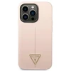 Guess GUHCP14LSLTGP iPhone 14 Pro 6,1 colio eilinis/rožinis kietas dėklas, silikoninis trikampis