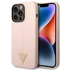 Guess GUHCP14LSLTGP iPhone 14 Pro 6,1 colio eilinis/rožinis kietas dėklas, silikoninis trikampis