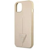 Guess GUHCP14MPSATLE iPhone 14 Plus / 15 Plus 6.7″ smėlio spalvos kietas dėklas SaffianoTriangle Logo