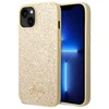 Guess GUHCP14SHGGSHD Apple iPhone 14 / 15 / 13 6.1″ auksinis kietas dėklas Glitter Script