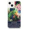 Guess GUHCP14SLFLSB Apple iPhone 14 / 15 / 13 6.1″ mėlynas kietas dėklas Flower Liquid Glitter