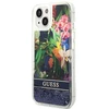 Guess GUHCP14SLFLSB Apple iPhone 14 / 15 / 13 6.1″ mėlynas kietas dėklas Flower Liquid Glitter