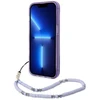 Guess GUHCP14XHGCOHU Apple iPhone 14 Pro Max 6,7" violetinis kietas dėklas su permatomu perlų dirželiu