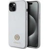 Guess dėklas, skirtas iPhone 15 Plus 6,7 GUHCP15MPS4DGPS sidabrinis HC PU 4G Metal Logo Strass