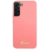 Guess GUHCS22MLSLMGFU S22+ S906 fuchsia kietas dėklas Silicone Script Metal Logo