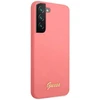 Guess GUHCS22MLSLMGFU S22+ S906 fuchsia kietas dėklas Silicone Script Metal Logo