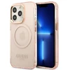 Guess GUHMP13LHTCMP Apple iPhone 13 Pro / 13 6,1″ rožinės spalvos kietas dėklas Gold Outline Translucent MagSafe