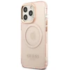 Guess GUHMP13LHTCMP Apple iPhone 13 Pro / 13 6,1″ rožinės spalvos kietas dėklas Gold Outline Translucent MagSafe