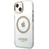 Guess GUHMP13MHTRMD Apple iPhone 13 / 14 / 15 6.1″ auksinis kietas dėklas Metal Outline Magsafe