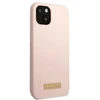 Guess GUHMP13MSBPLP Apple iPhone 13 / 14 / 15 6.1″ rožinės spalvos kietas dėklas Silicone Logo Plate MagSafe