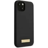 Guess GUHMP13MSPLK Apple iPhone 13 / 14 / 15 6.1″juodos spalvos kietas dėklas Silicone Logo Plate MagSafe